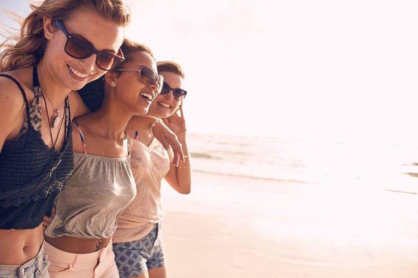 women on a beach