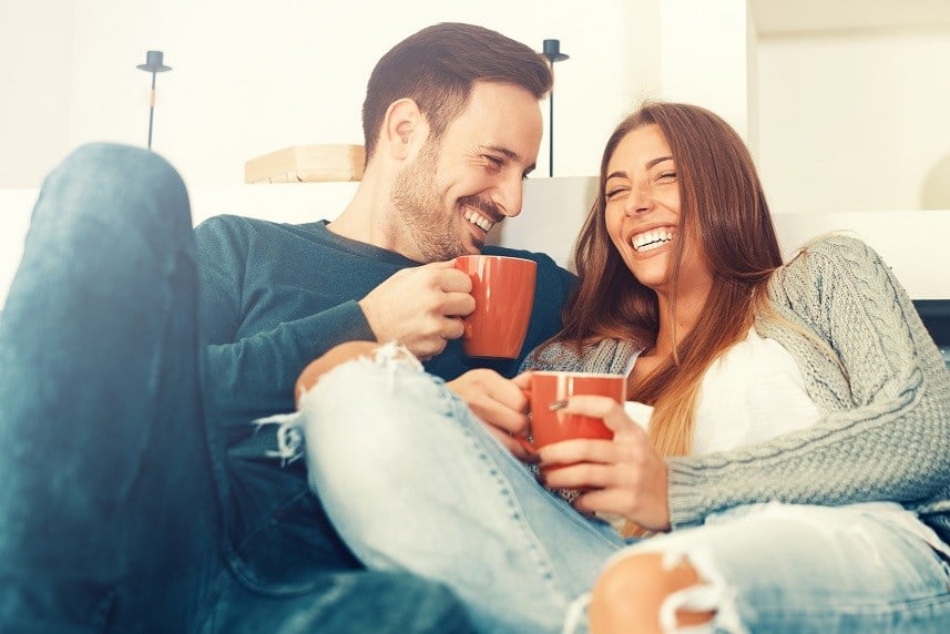 young couple in the morning