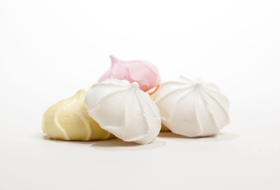 Meringue cookies on a white background.