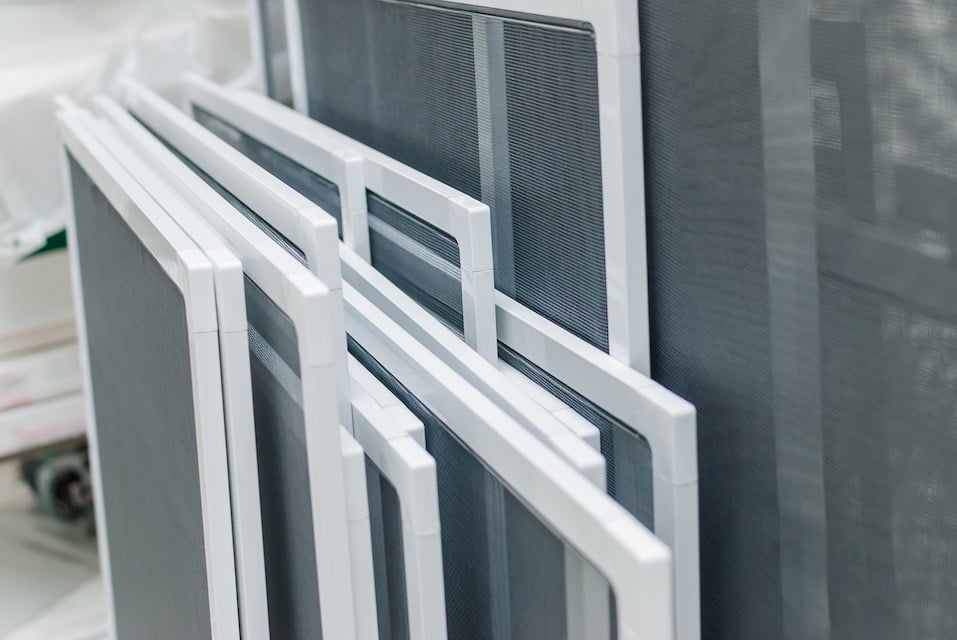stack of window screens