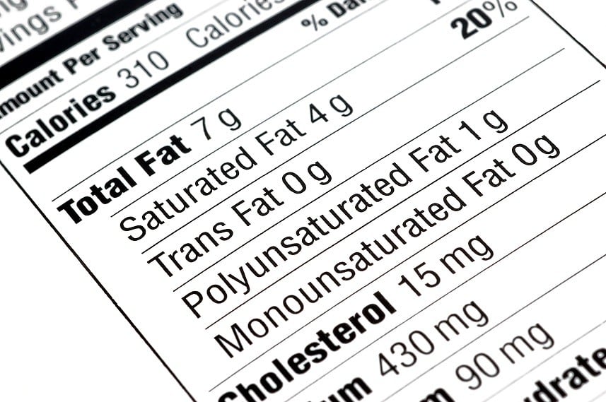 Nutritional label centered on fat content nutritional label centered on fat content