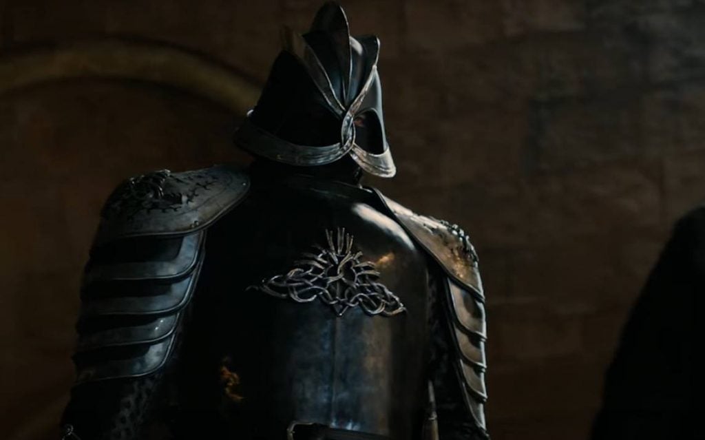 Gregor Clegane in full armor, standing tall and looking down Gregor Clegane in full armor, standing tall and looking down