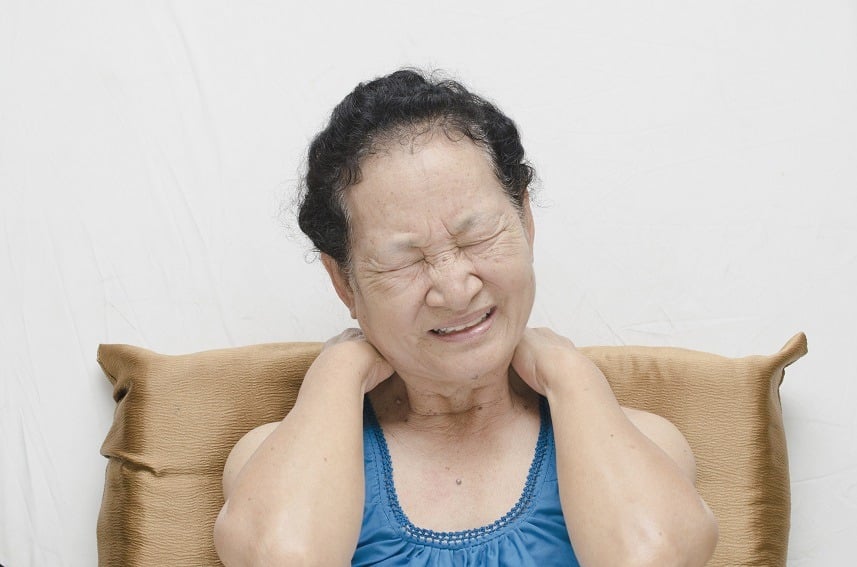 Senior woman neck pain Senior woman neck pain