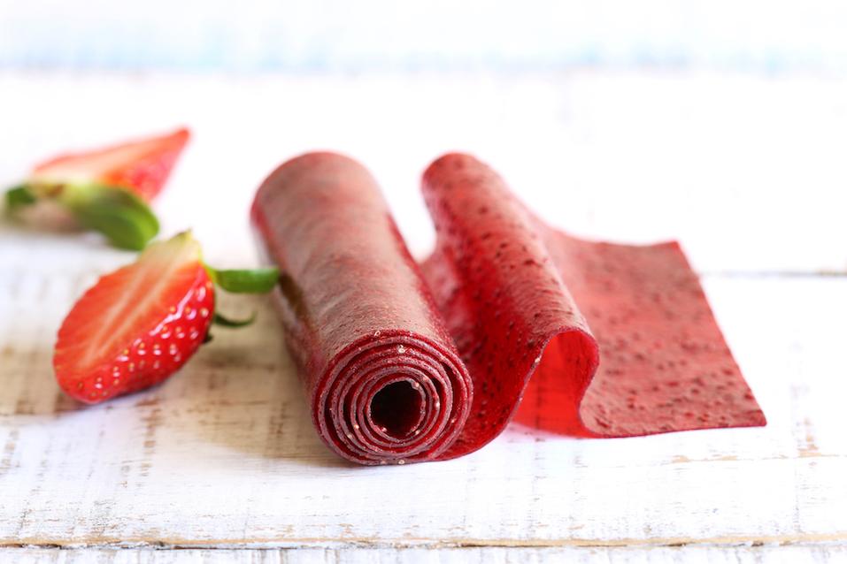 Strawberry leather roll up snack