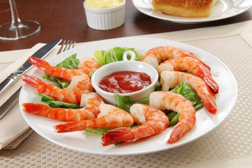 An appetizer plate of tiger shrimp