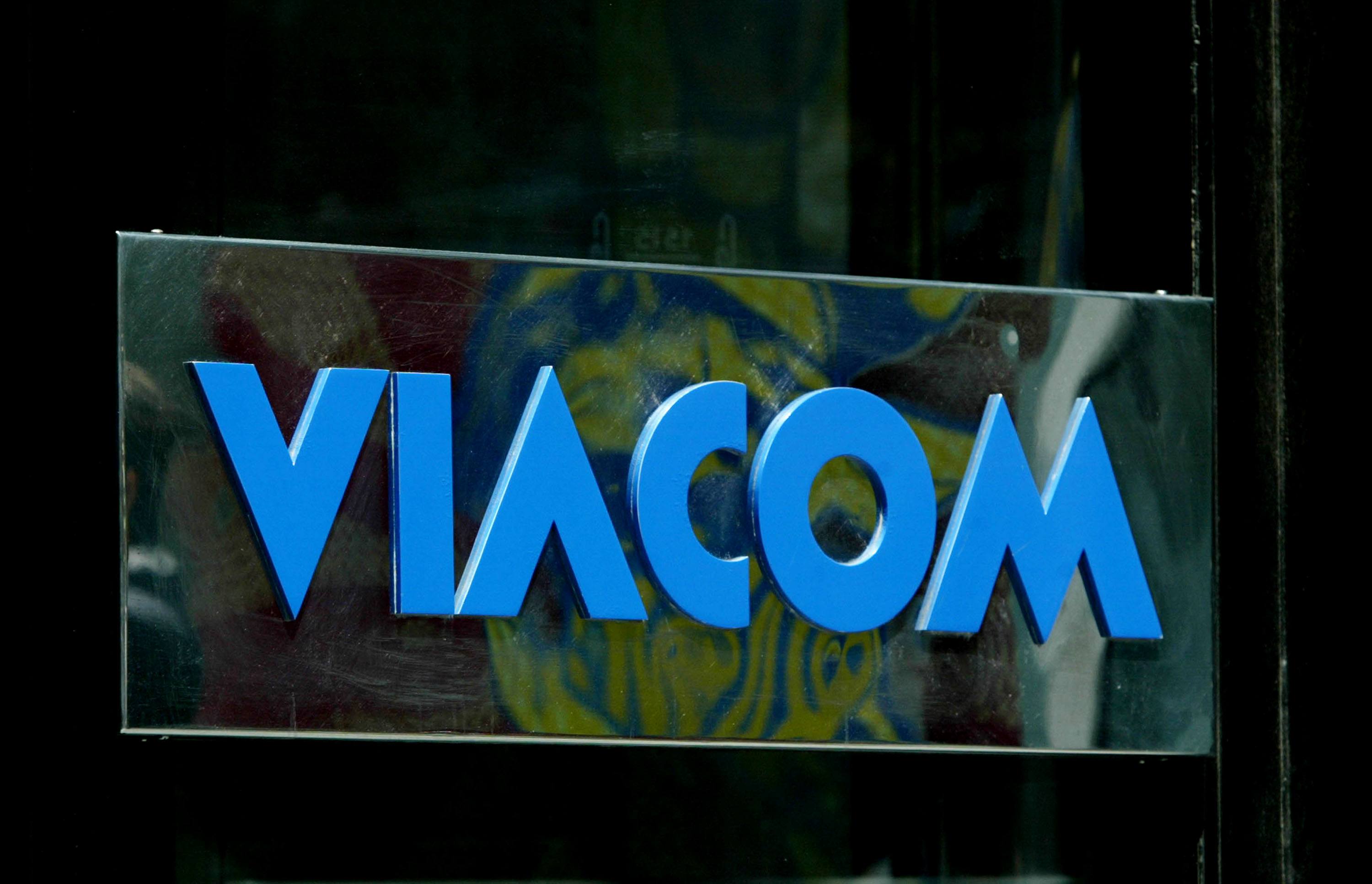 The Viacom logo is seen outside company headquarters