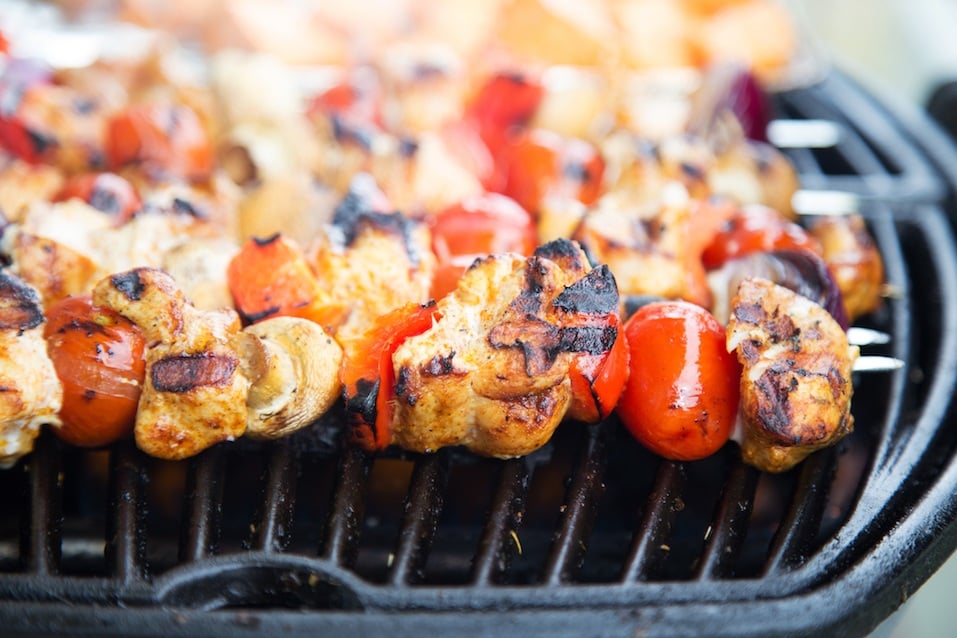 skewers on a grill