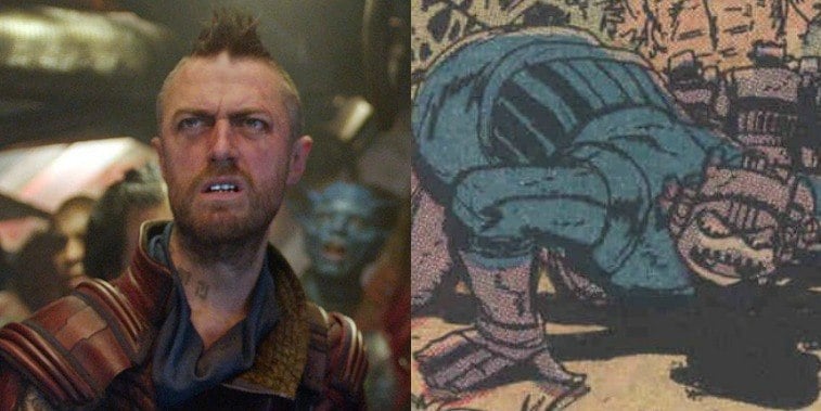 Kraglin in GOTG Vol. 2 and comic image of Kraglin in the comics