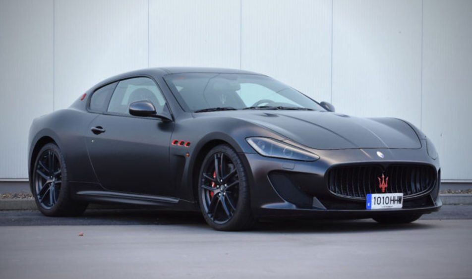 Front left three quarter shot of Lionel Messi's Maserati Gran Turismo MC