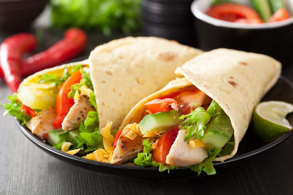 tortilla wrap mexican tortilla wrap with chicken breast and vegetables