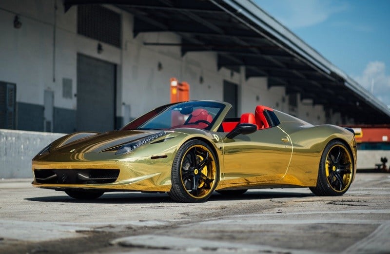 Gold Ferrari 458 Italia custom made for Seattle Mariners star Robinson Cano