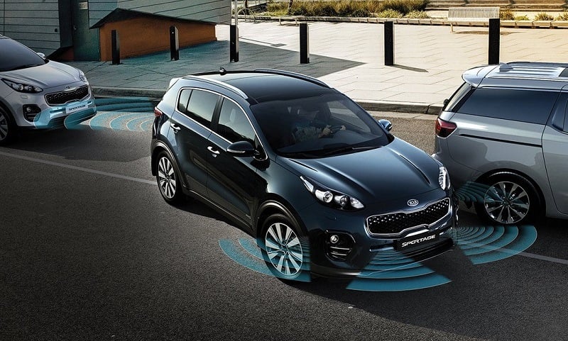View of 2017 Kia Sportage with visualization of exterior parking assist technology