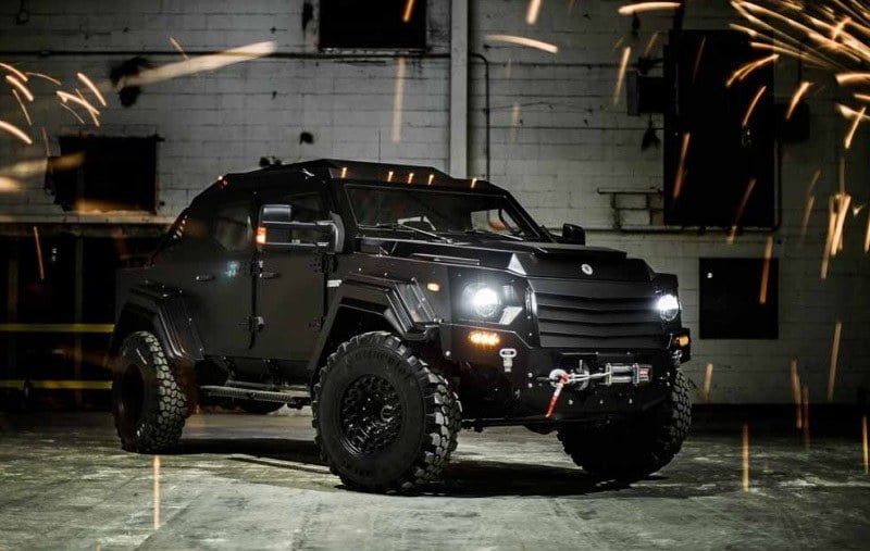 View of a GUrkha armored vehicle made for civilian use