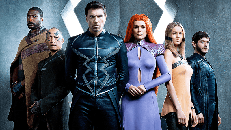 The cast of the Inhumans stand next to each other in line