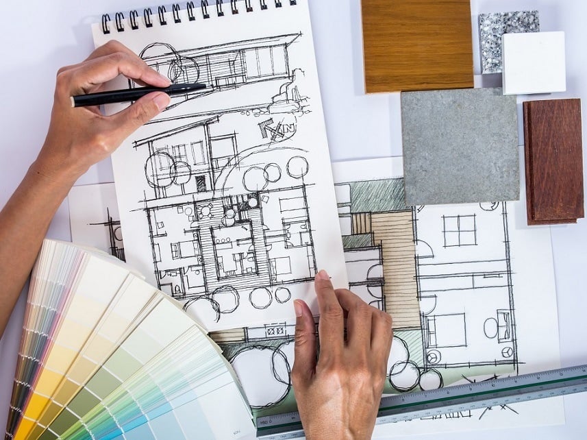 interior's hands drawing home illustration