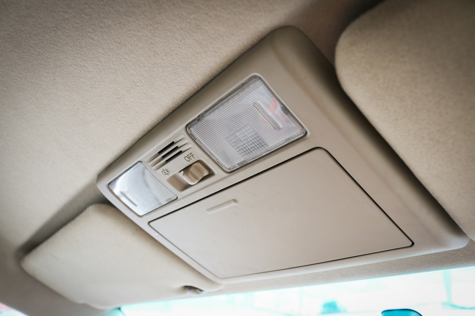 Close up interior light in car