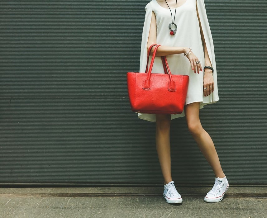girl in a fashionable white dress