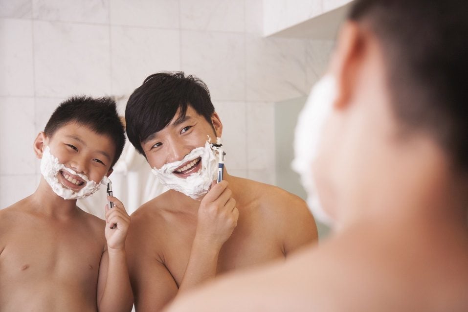 Father and Son Shaving