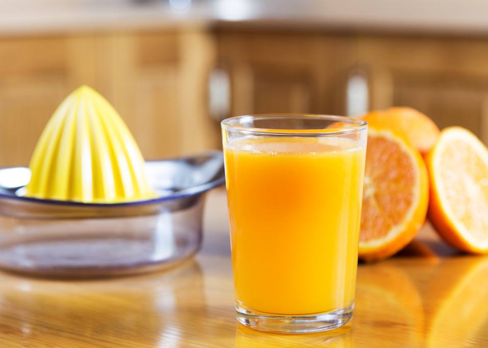 A freshly squeezed orange juice in a glass