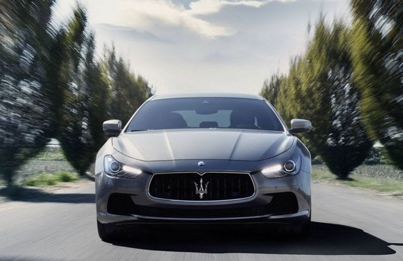 Front view of Maserati Ghibli on country road