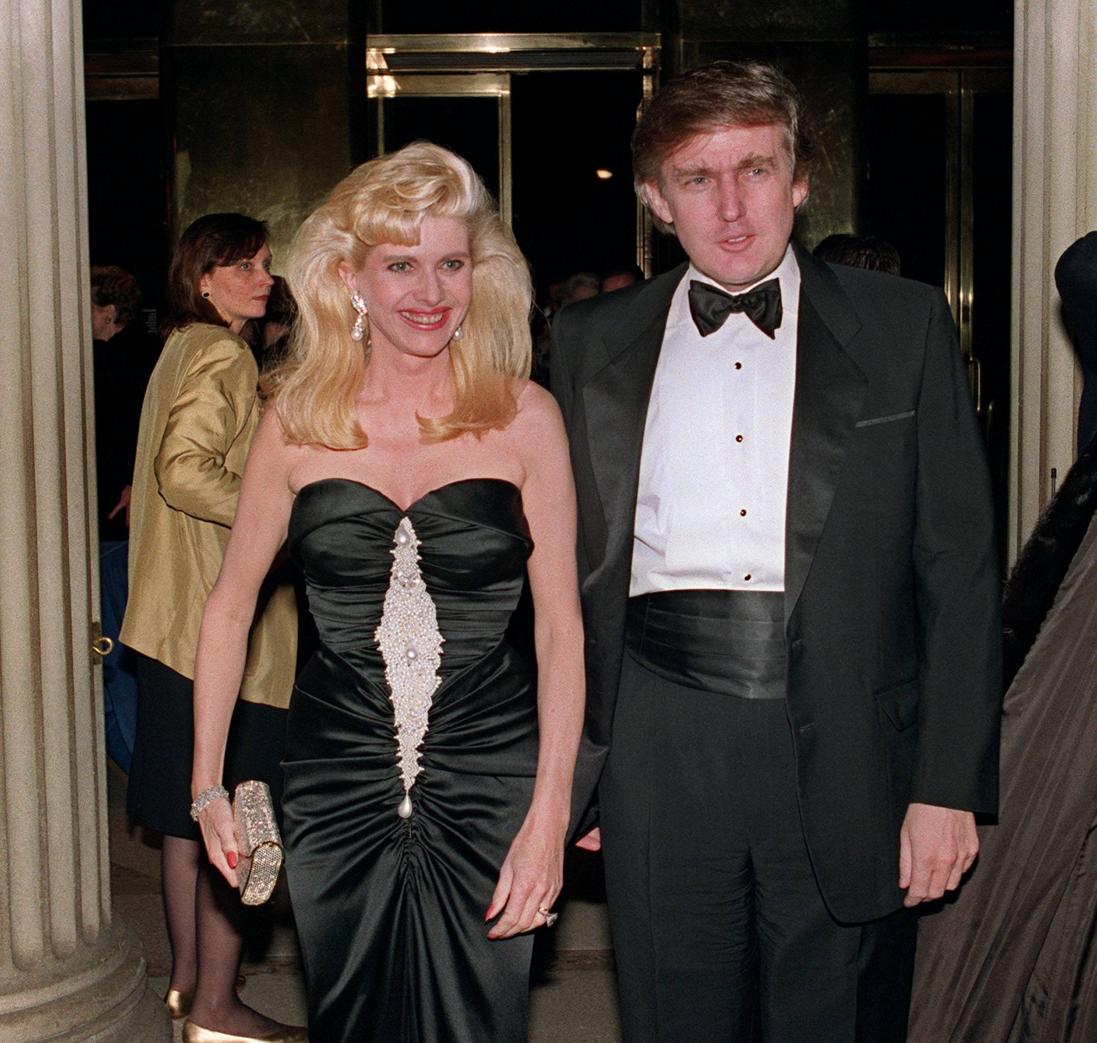 Donald and Ivana Trump standing at a formal event. 