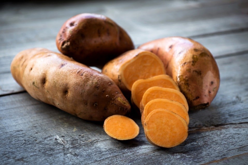 Raw sweet potatoes