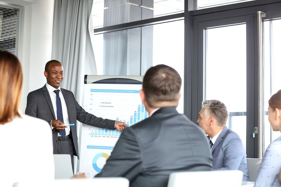 businessman giving presentation
