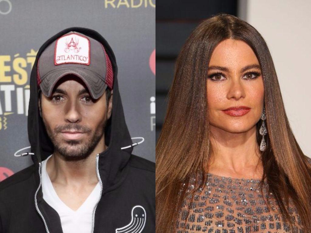 Enrique Iglesias and Sofia Vergara pose on the red carpet