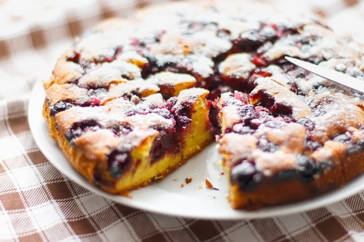 fresh homemade delicious cake with cherries