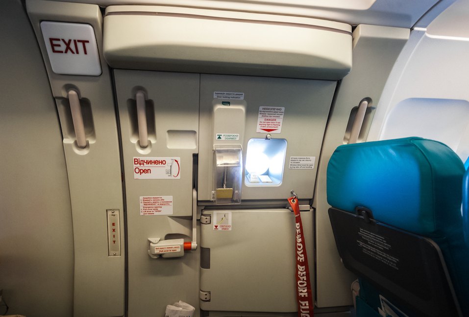 emergency exit door in airplane