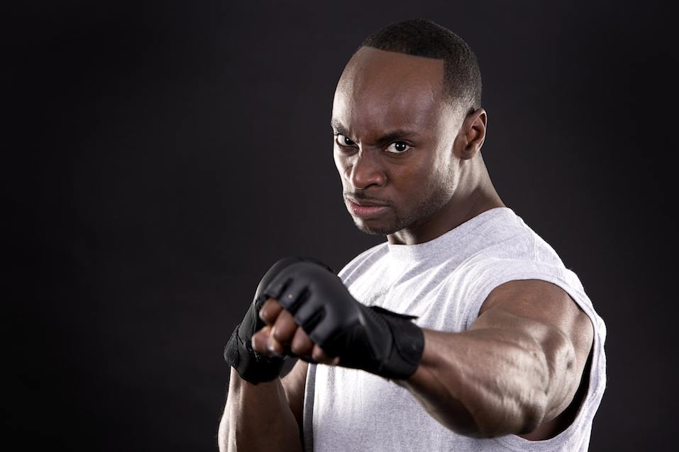fitness man on dark background