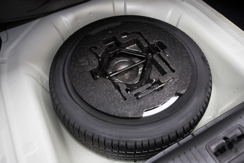 spare tire in the trunk of a modern car