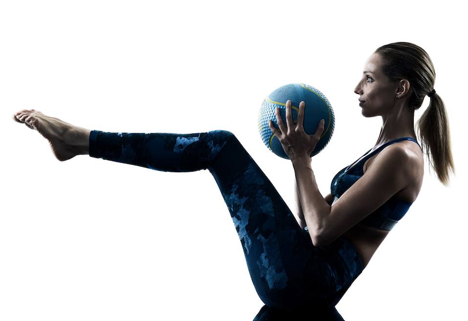 woman fitness Medicine Ball exercise silhouette woman fitness Medicine Ball exercise silhouette