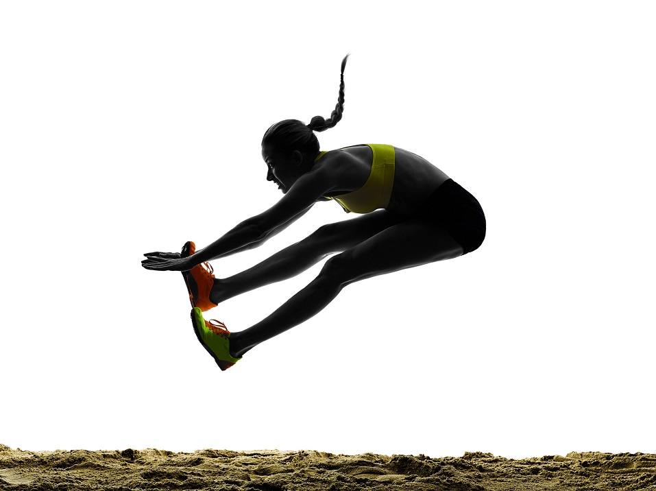 one woman praticing Long Jump