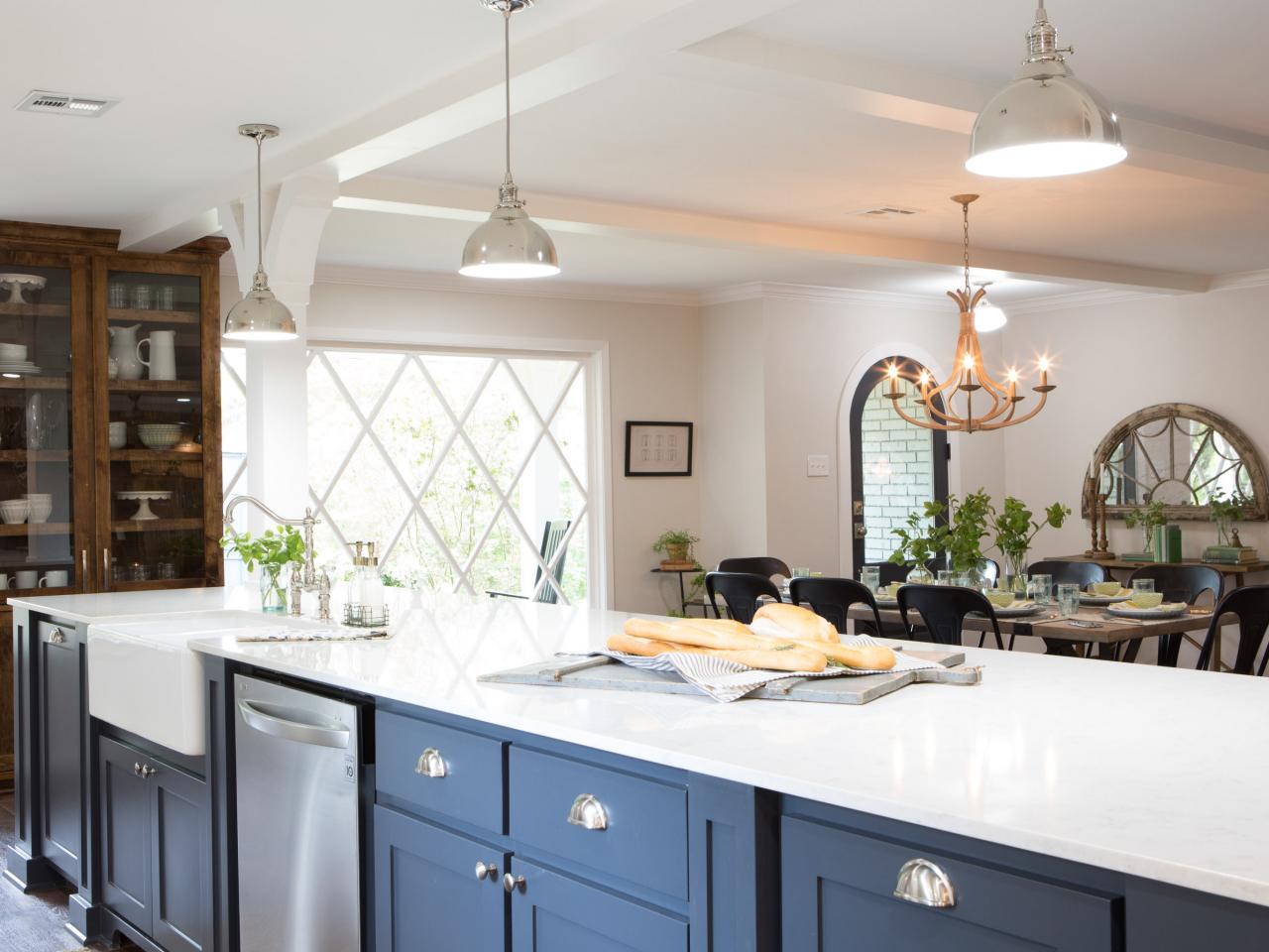 A kitchen island in a home on HGTV's 'Fixer Upper'