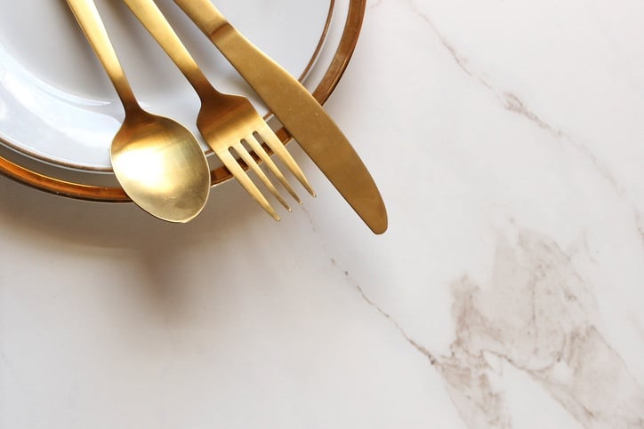 Modern gold and white place setting frames