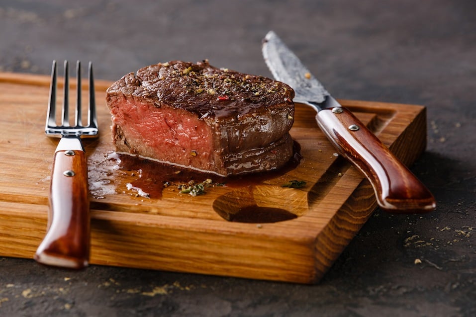 Filet Mignon Steak on wooden board
