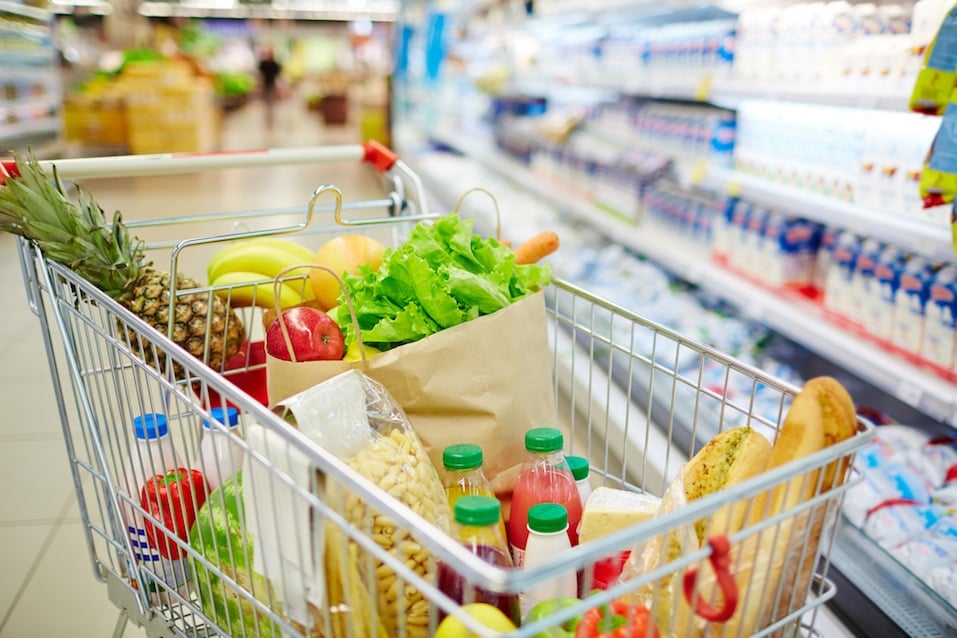 fresh food products in cart