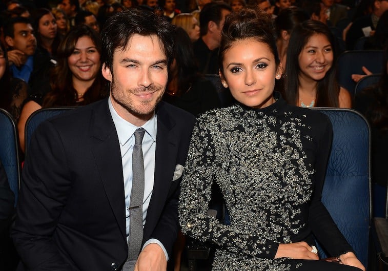 Actor Ian Somerhalder (L) and actress Nina Dobrev attend The 40th Annual People's Choice Awards