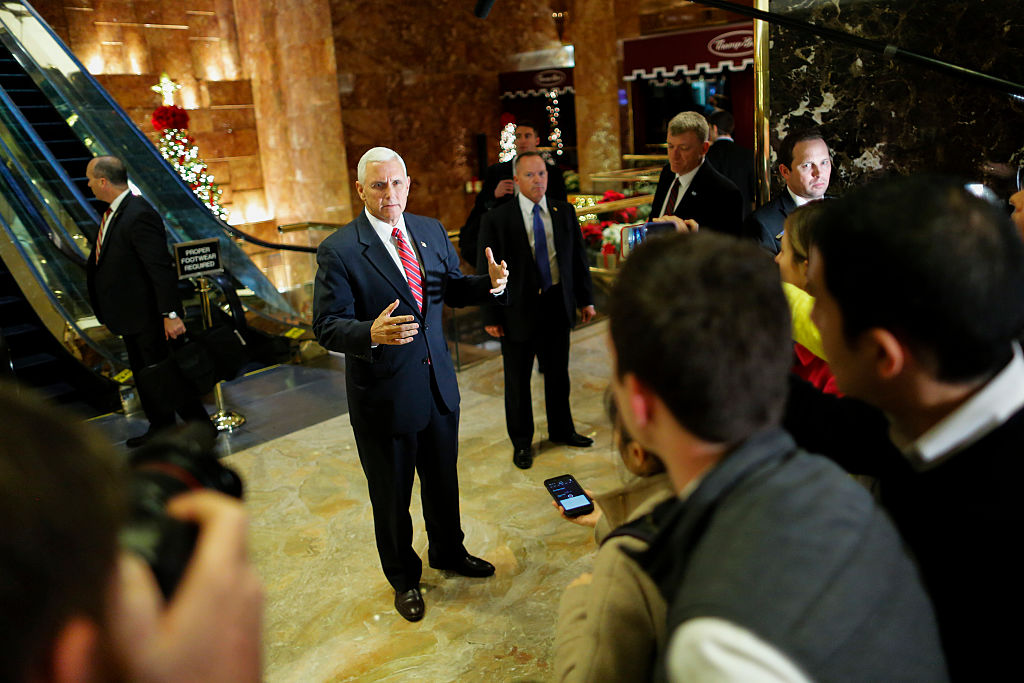 Mike Pence speaks to the media.