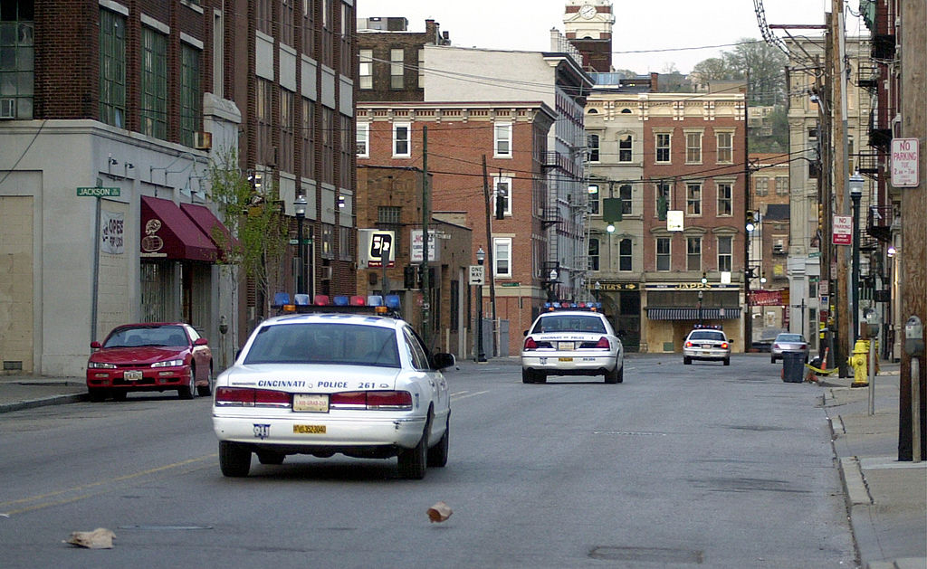 Police cars on street