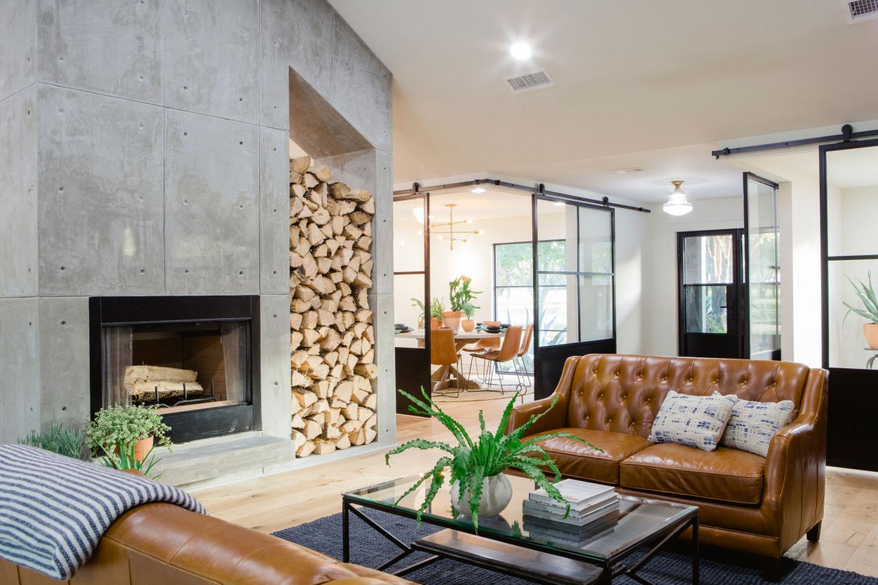 Indoor firewood storage in a home on HGTV's 'Fixer Upper'