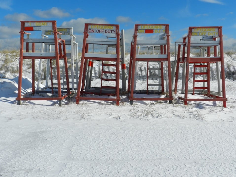 Lifeguard chairs on the beach