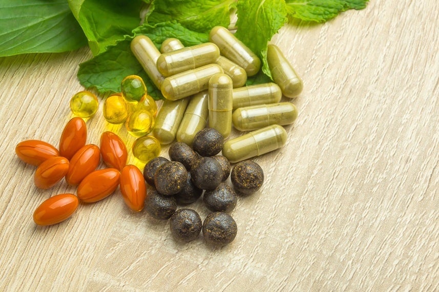 Herbal pills with healthy medical plant