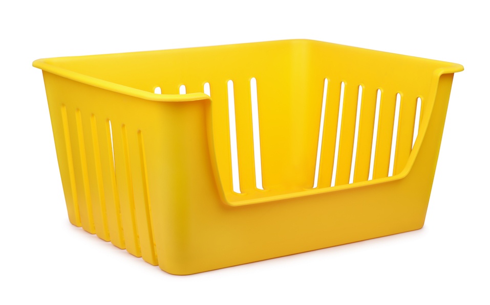 Yellow empty plastic storage container