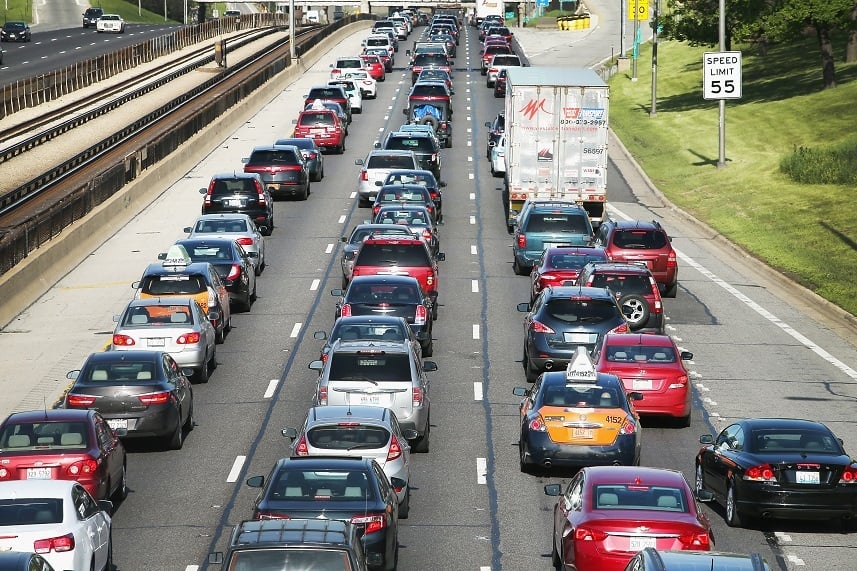 Traffic jams up on the Kennedy Expressway