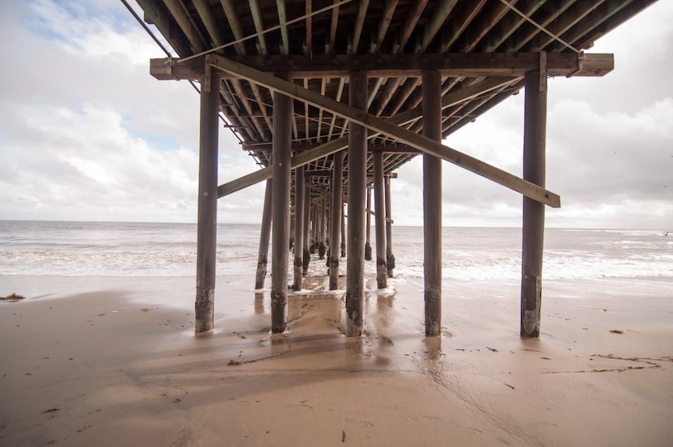 Under the Malibu Pier in Los Angeles