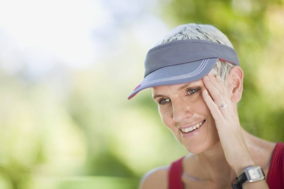 Woman smiling outdoors