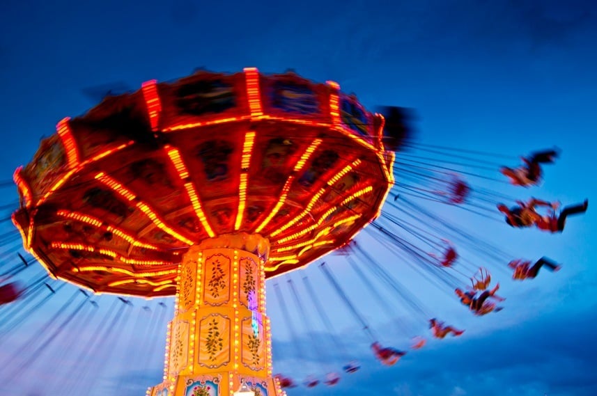 chairoplane at sunset