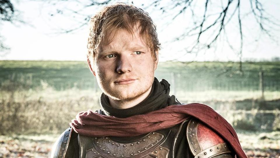 Ed Sheeran wears armor in Game of Thrones. Ed Sheeran wears armor in Game of Thrones.